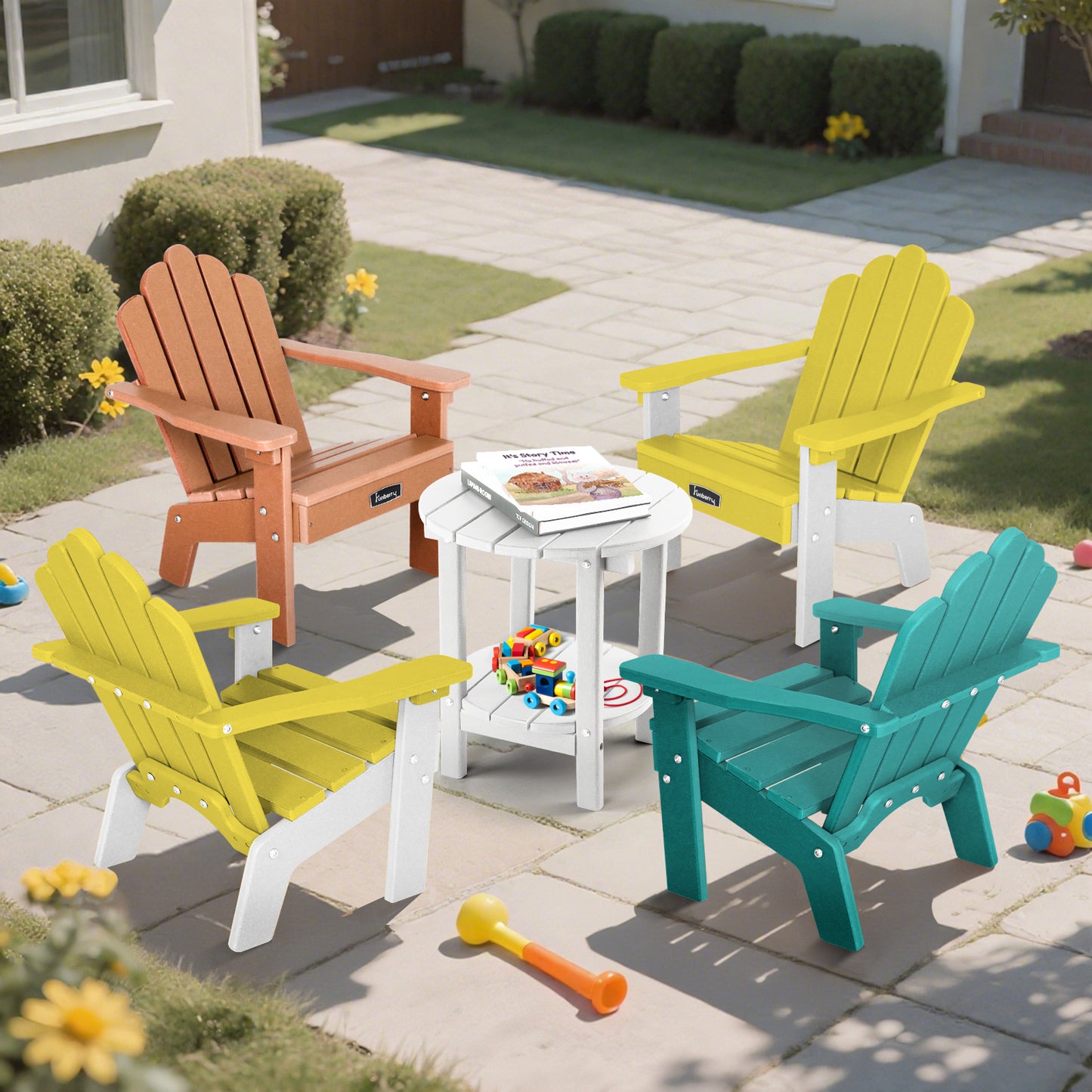 Kids Outdoor Chairs, HDPE Kids Adirondack Chairs, All Weather Easy Installation Toddler Outdoor Chair