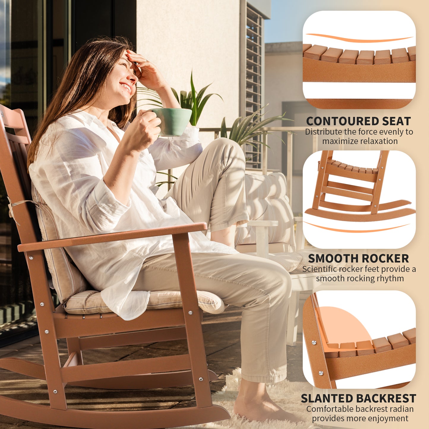 Patio Rocking Chairs, Poly Lumber Rocker, All Weather Rocking Chair Outdoor