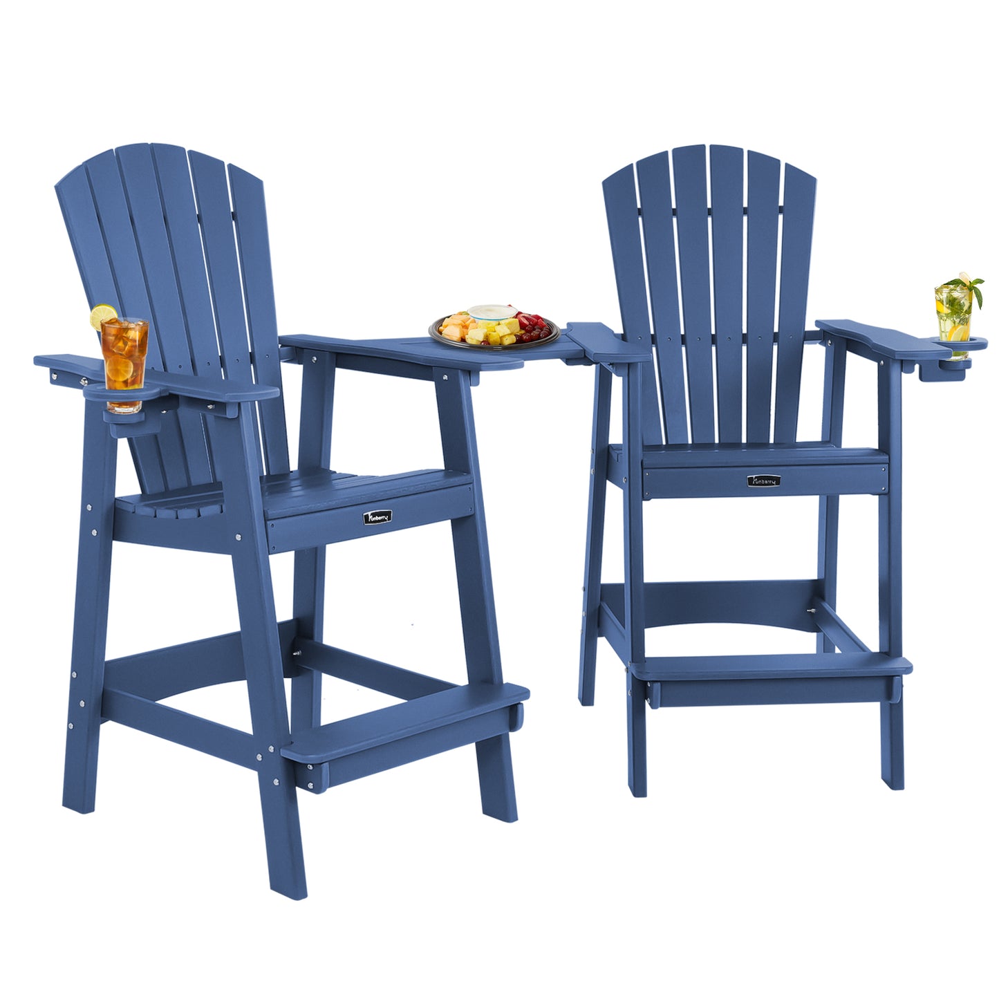 Tall Adirondack Chairs with Connecting Tray, Adirondack Bar Stools with Cup Holder