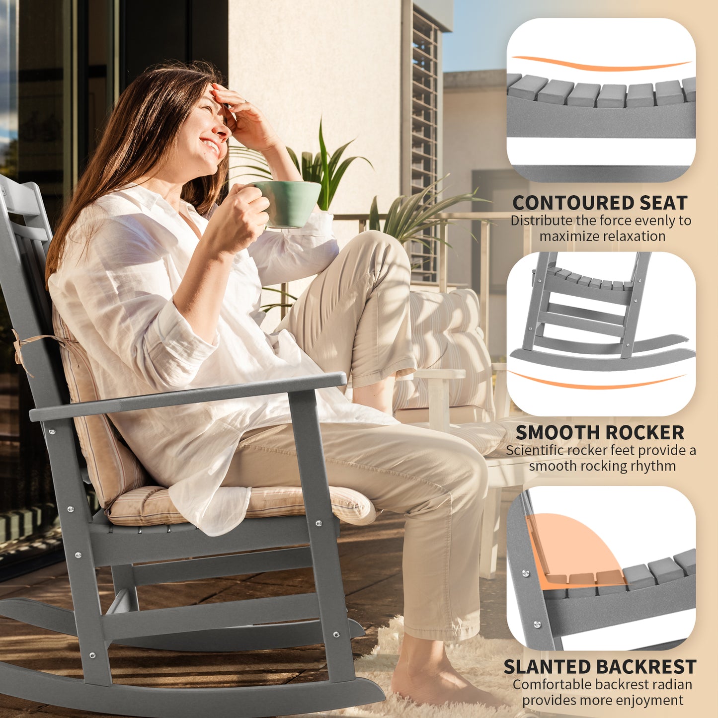 Patio Rocking Chairs, Poly Lumber Rocker, All Weather Rocking Chair Outdoor