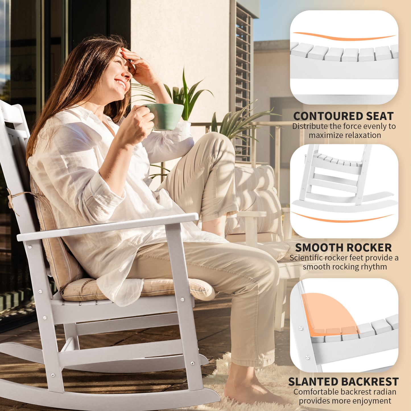 Patio Rocking Chairs, Poly Lumber Rocker, All Weather Rocking Chair Outdoor