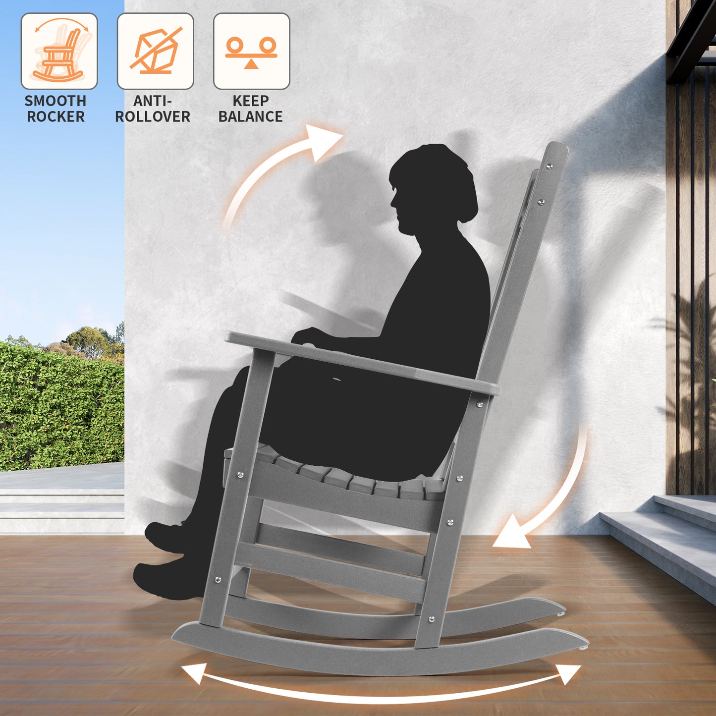 Patio Rocking Chairs, Poly Lumber Rocker, All Weather Rocking Chair Outdoor