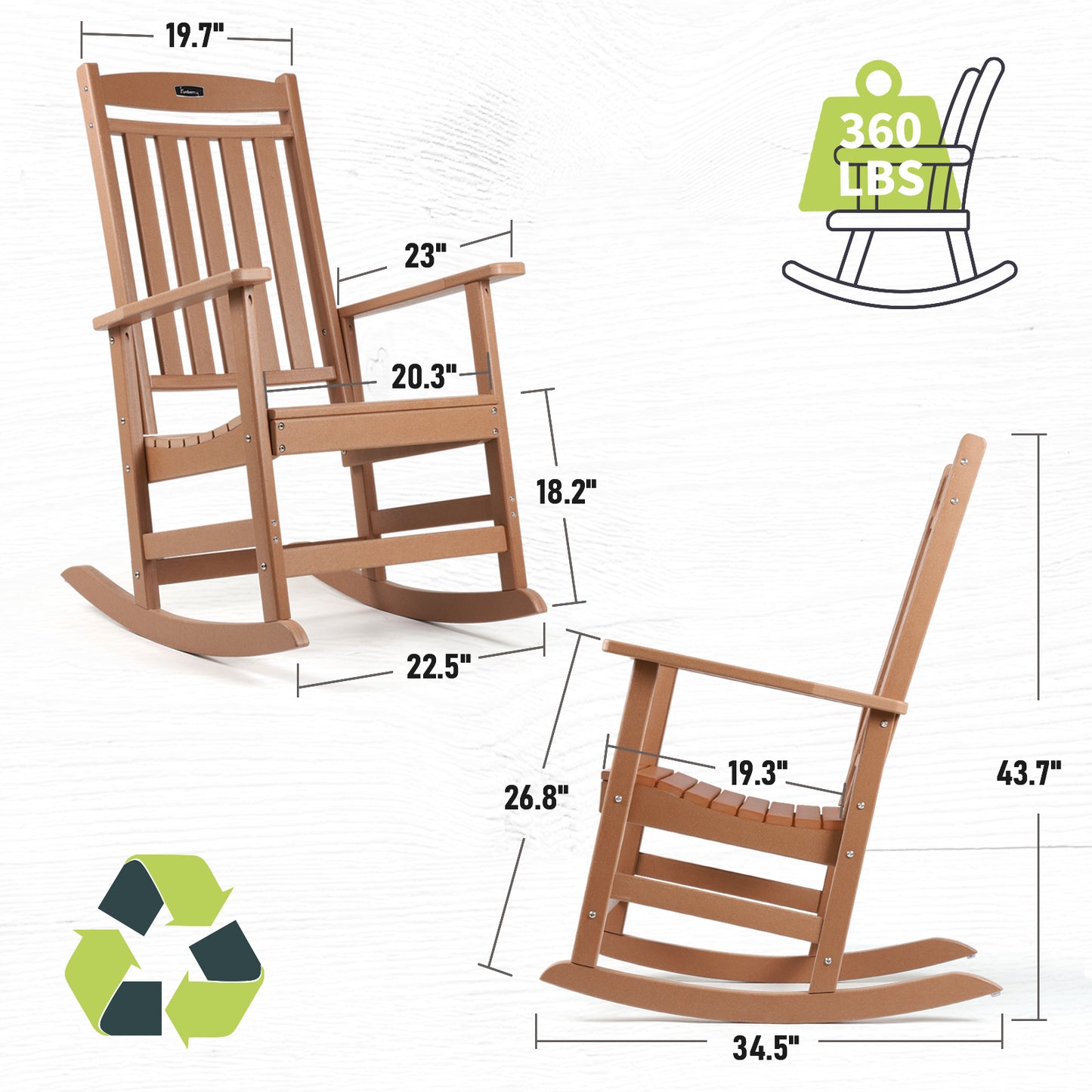 Patio Rocking Chairs, Poly Lumber Rocker, All Weather Rocking Chair Outdoor