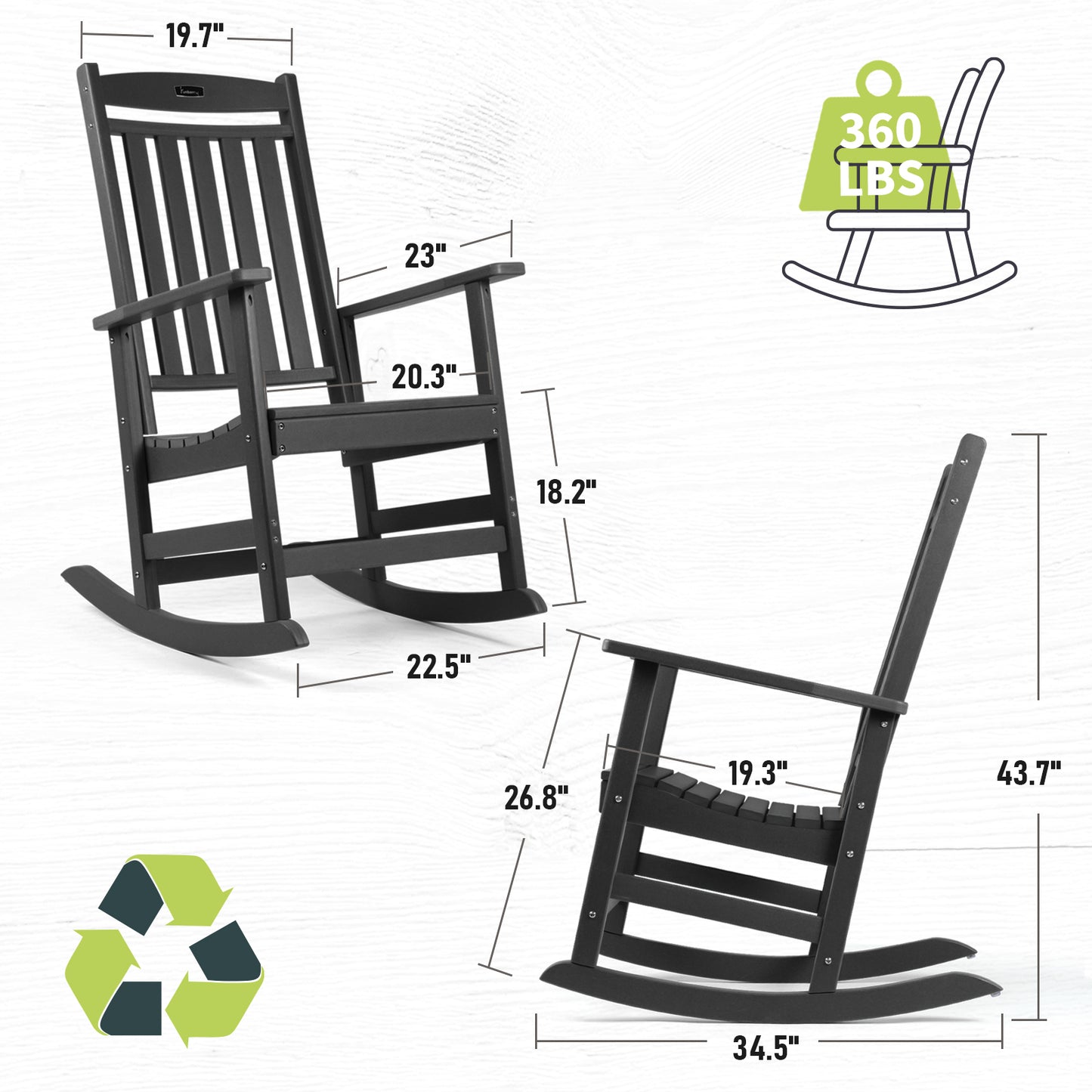 Patio Rocking Chairs, Poly Lumber Rocker, All Weather Rocking Chair Outdoor
