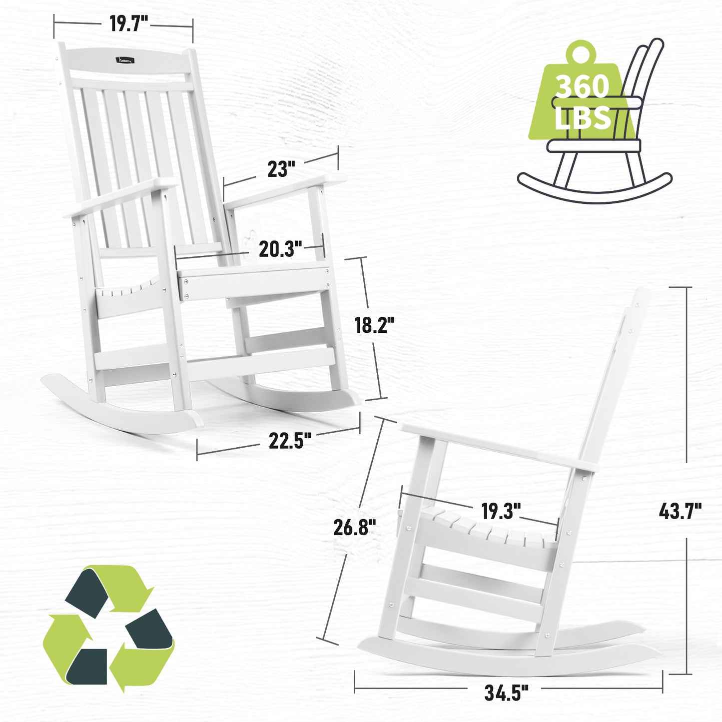 Patio Rocking Chairs, Poly Lumber Rocker, All Weather Rocking Chair Outdoor