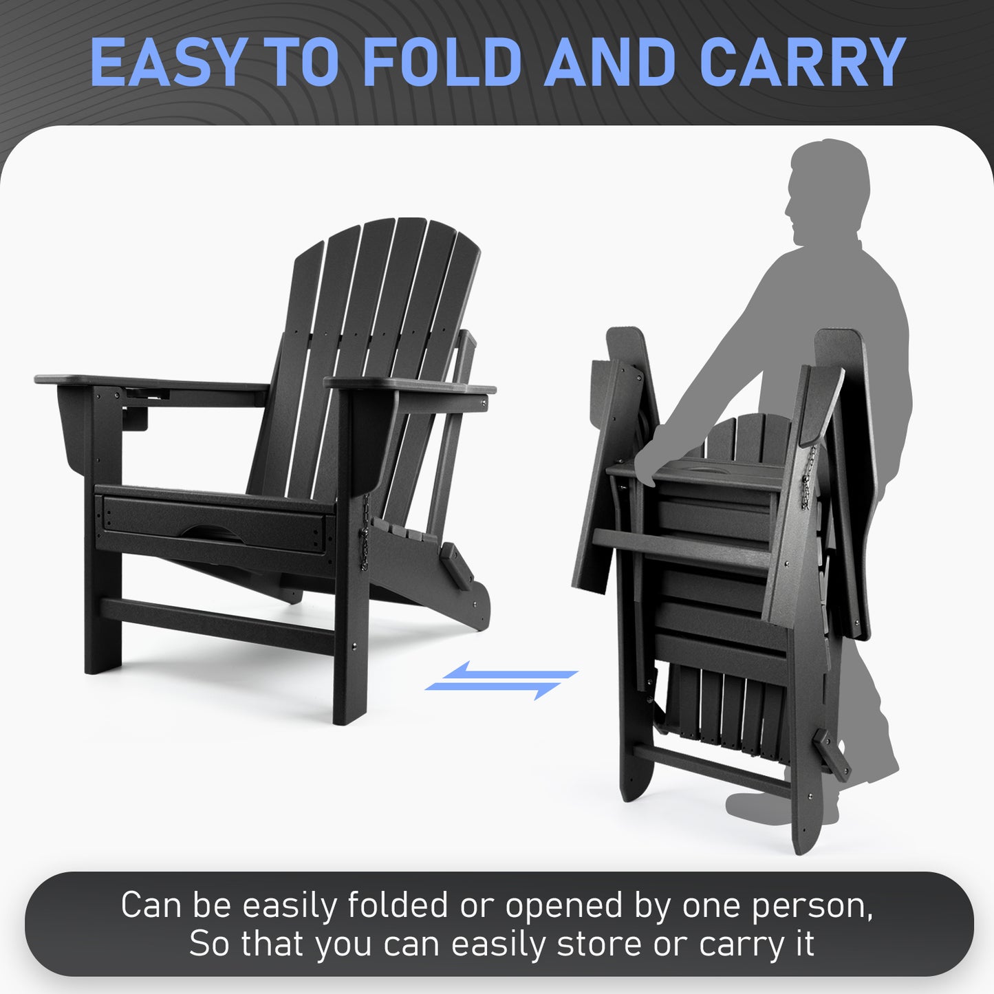 Patio Rocking Chair, All Weather Rocking Adirondack Chair with Ottoman