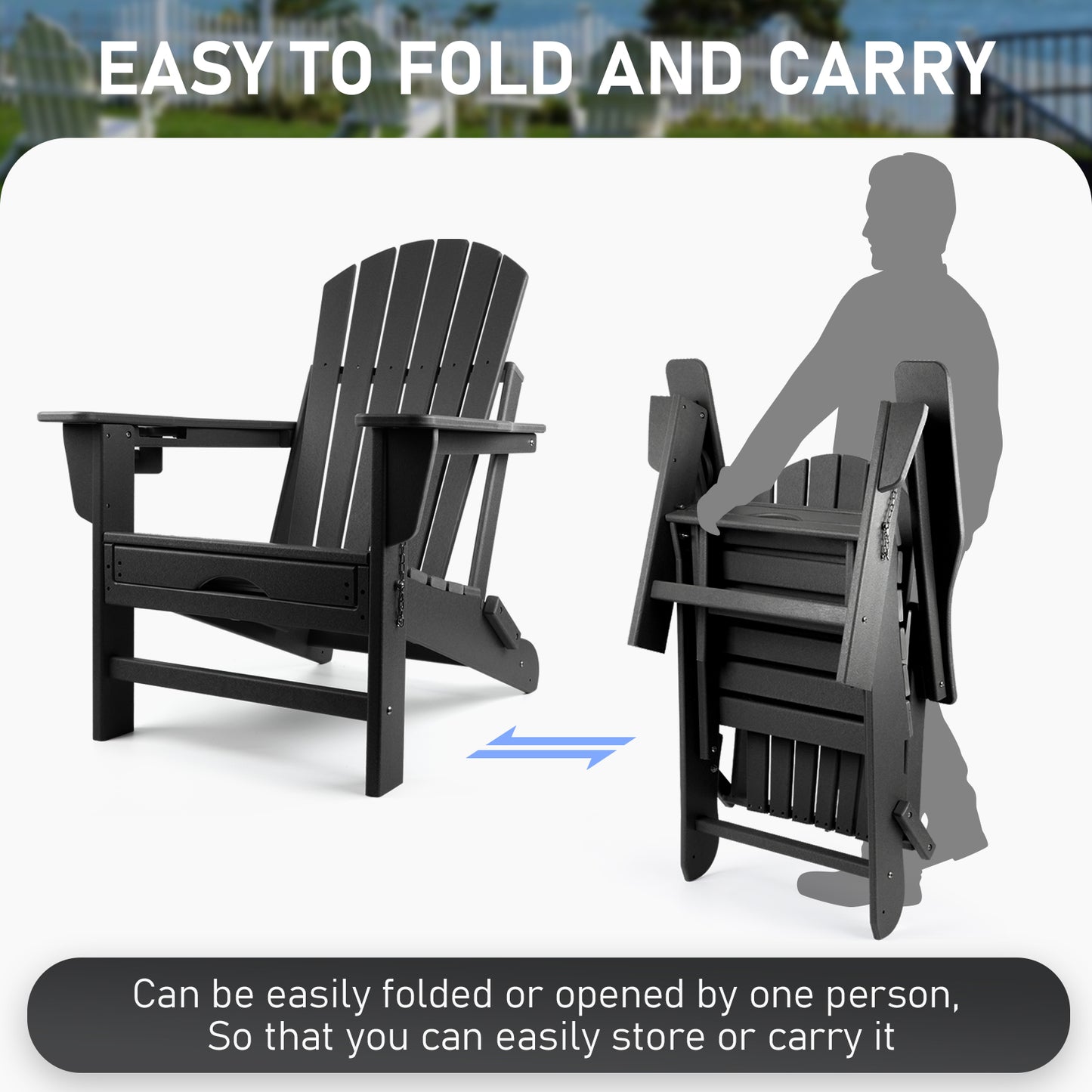 Patio Rocking Chair, All Weather Rocking Adirondack Chair with Ottoman