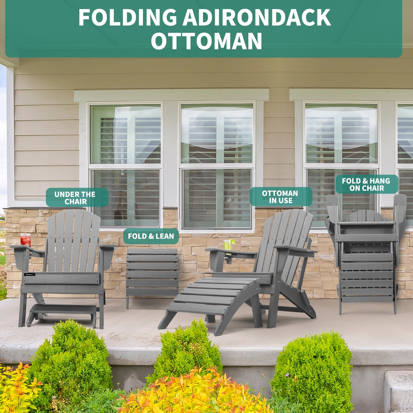 Adirondack Ottoman, Adirondack Foot Rest, Easy Storage Outdoor Foot Rest