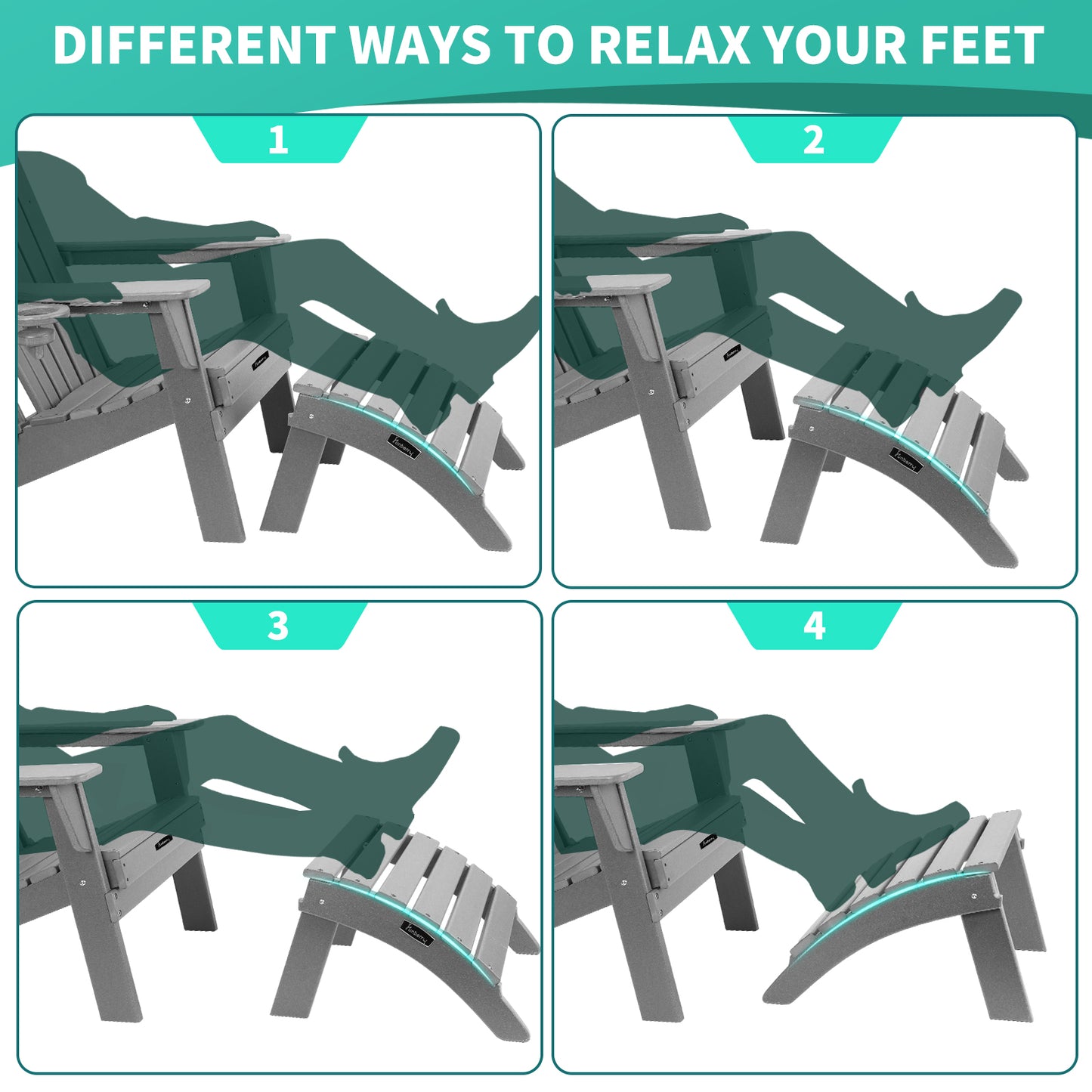 Adirondack Ottoman, Adirondack Foot Rest, Easy Storage Outdoor Foot Rest