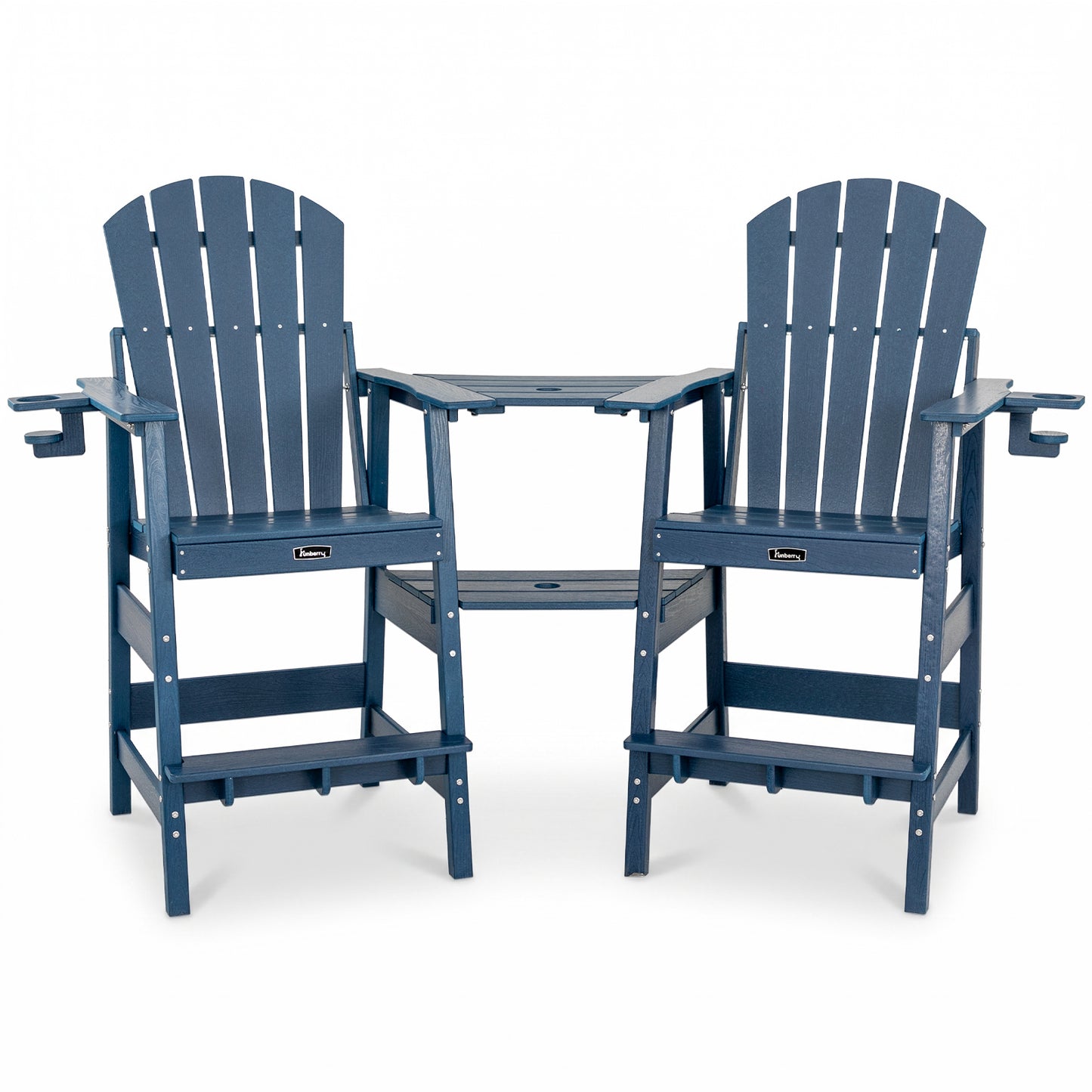 FUNBERRY Tall Adirondack Chairs Set of 2 with Table, HDPE All Weather High Top Balcony Chair