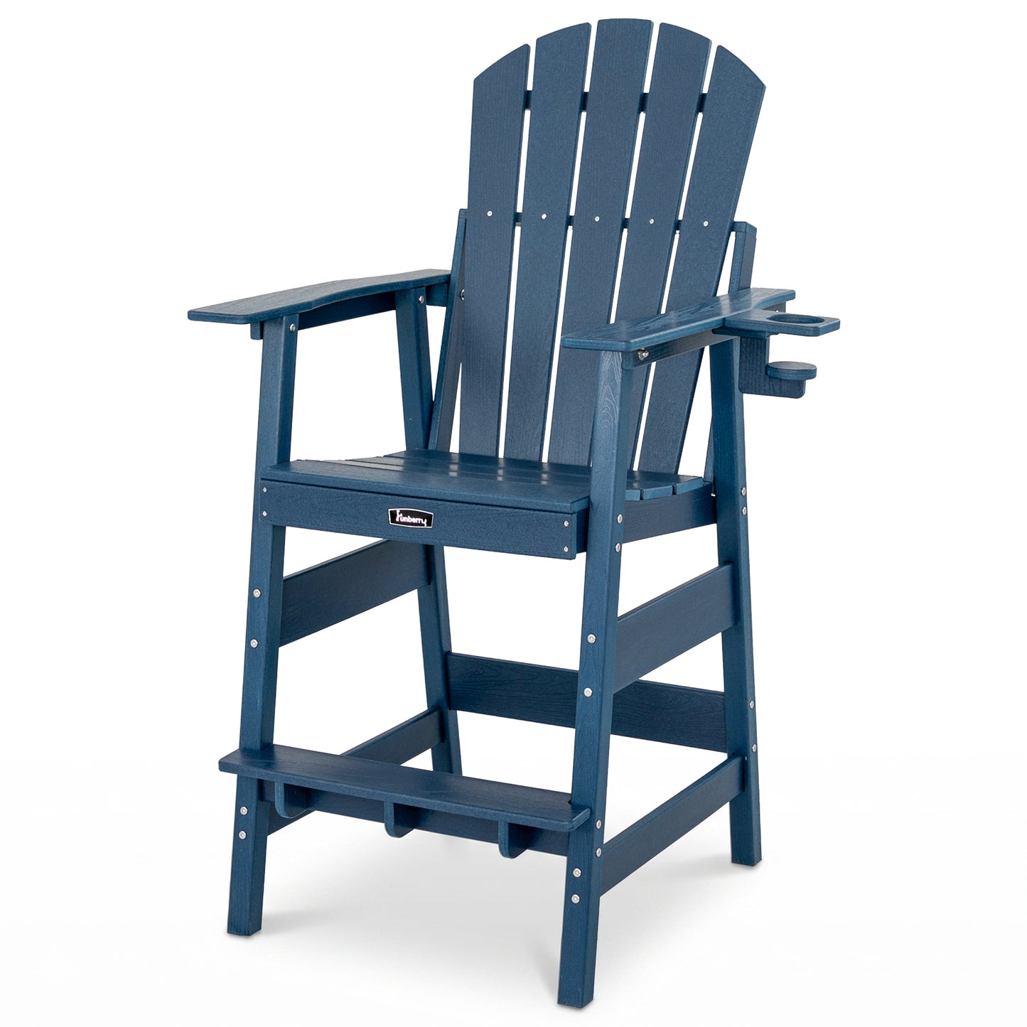 FUNBERRY Tall Adirondack Chair, HDPE All-Weather High Top Balcony Chair with Cupholder