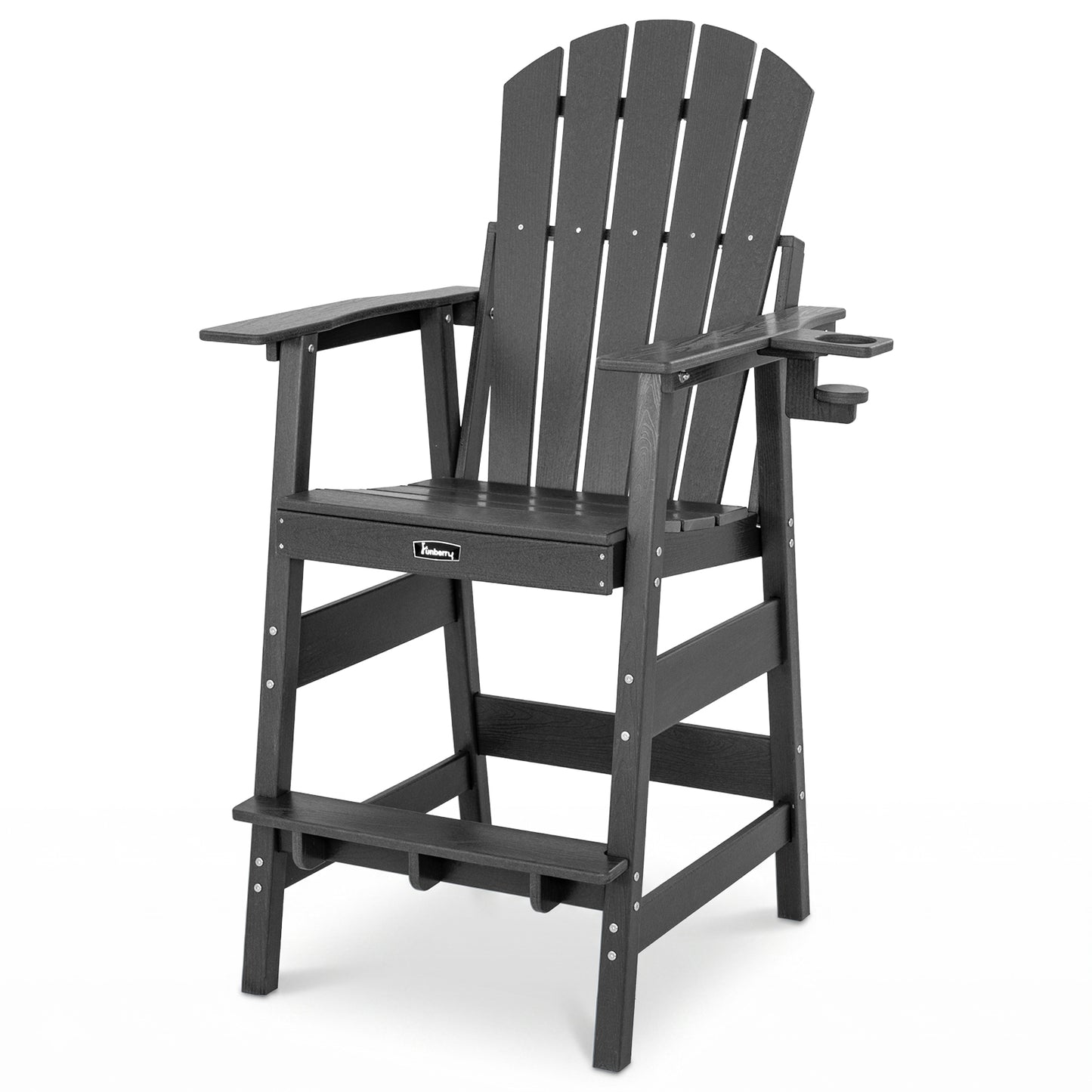 FUNBERRY Tall Adirondack Chair, HDPE All-Weather High Top Balcony Chair with Cupholder