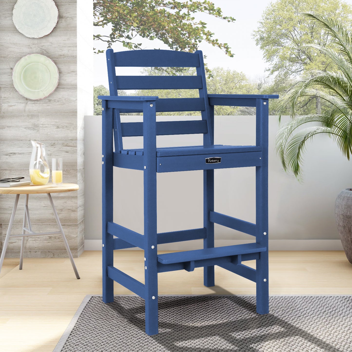 Bar Height Outdoor Chair, Tall Adirondack Chair, All Weather Outdoor Bar Chairs