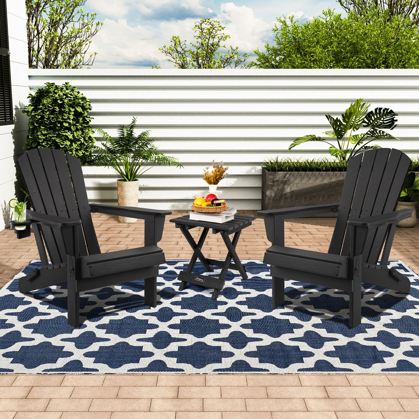 Outdoor Folding Side Table, No Assembly Portable Small Outdoor Table, Adirondack Side Table