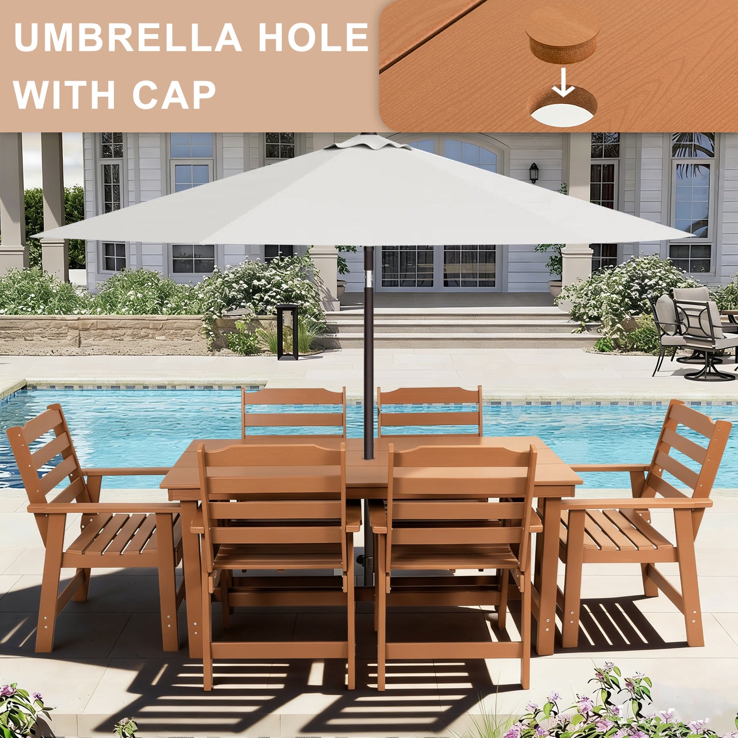 Outdoor Dining Set, HDPE 5 Piece Dining Table Set with Chairs