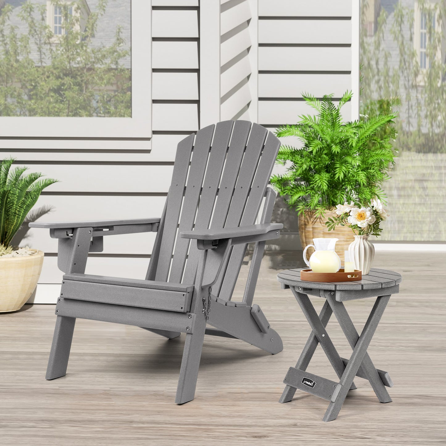 Outdoor Folding Side Table, No Assembly Portable Small Outdoor Table, Adirondack Table