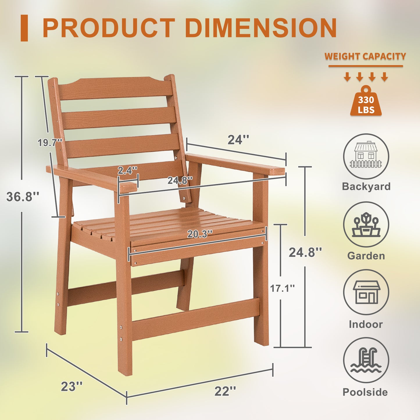 Outdoor Dining Chairs Set of 4, HDPE Patio Chairs for Outside