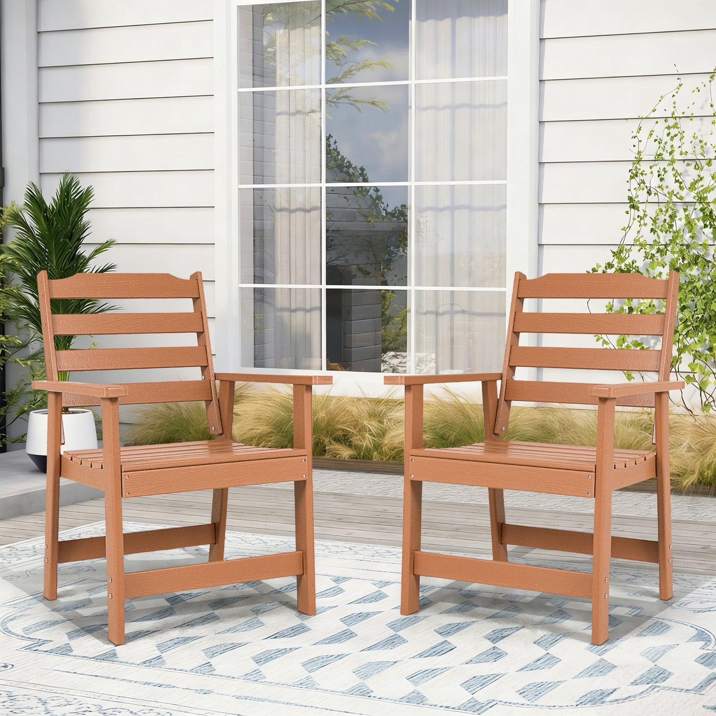 Outdoor Dining Chairs Set of 2, HDPE Patio Chairs for Outside
