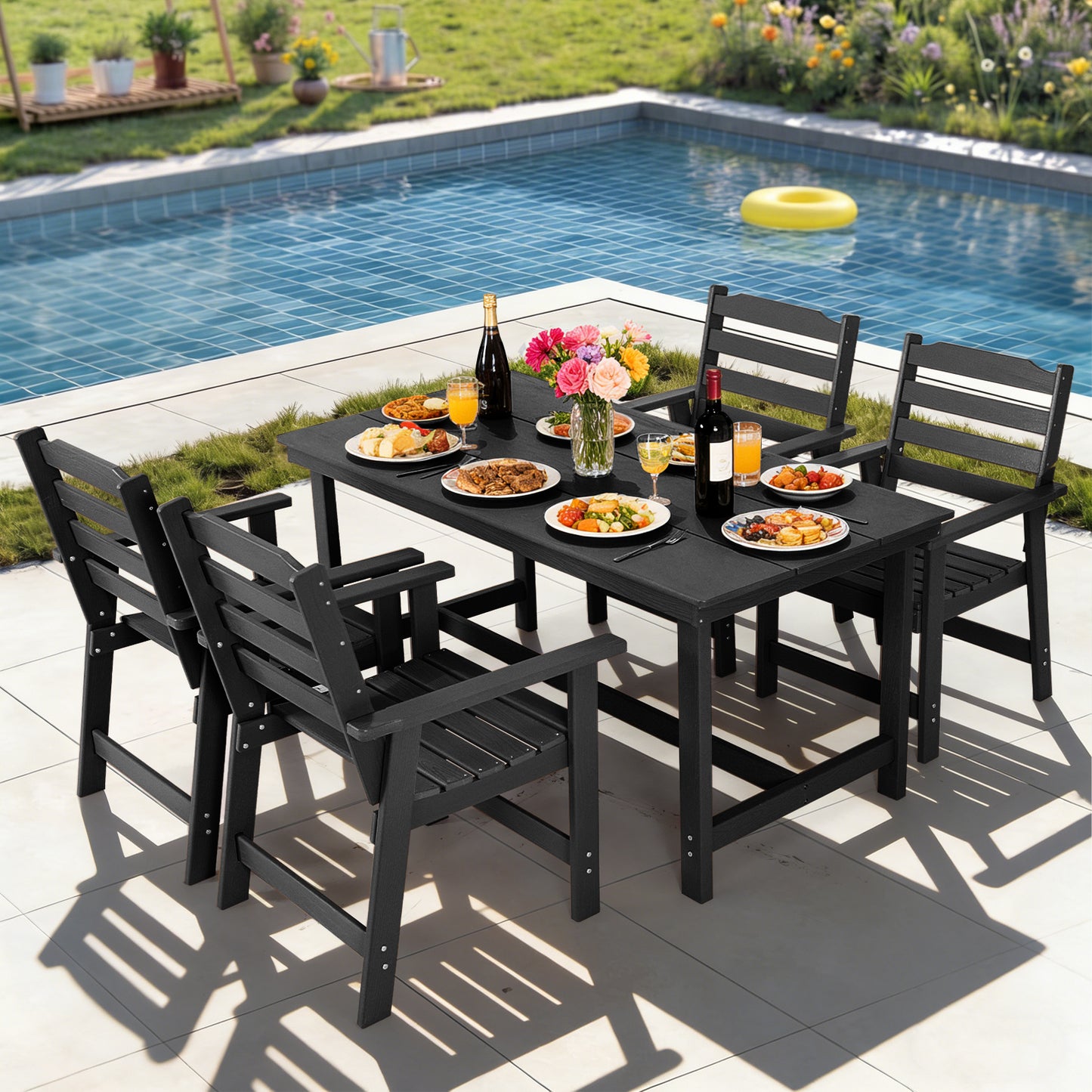 Outdoor Dining Chairs Set of 2, HDPE Patio Chairs for Outside