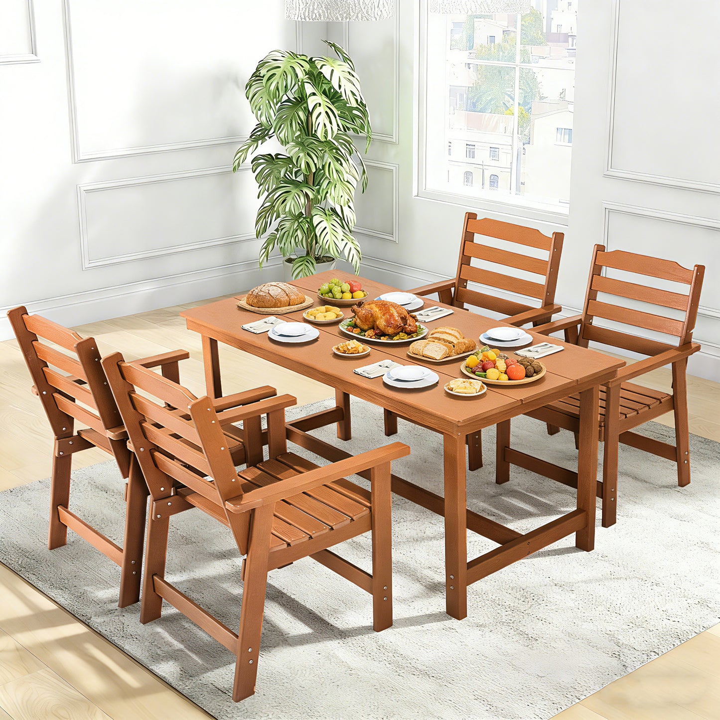 Outdoor Dining Chairs Set of 2, HDPE Patio Chairs for Outside