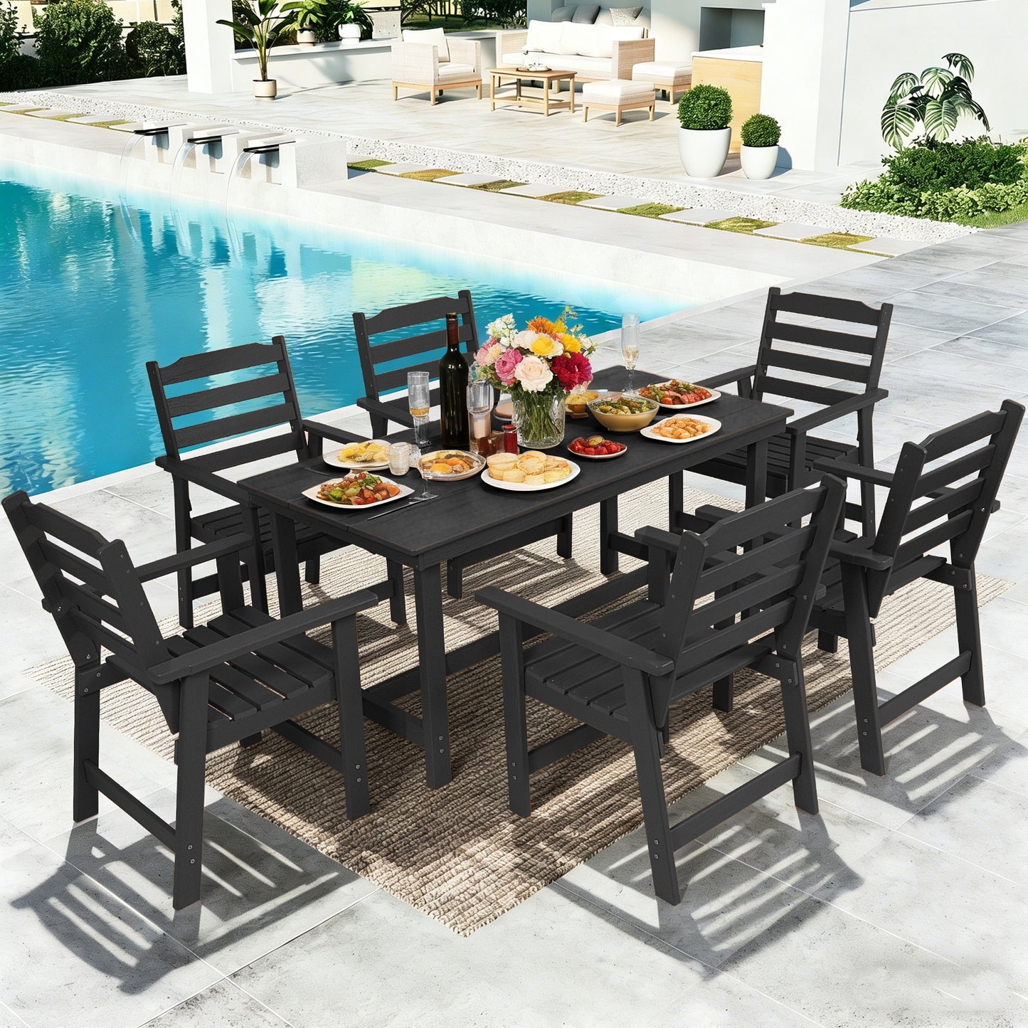 Outdoor Dining Chairs Set of 4, HDPE Patio Chairs for Outside