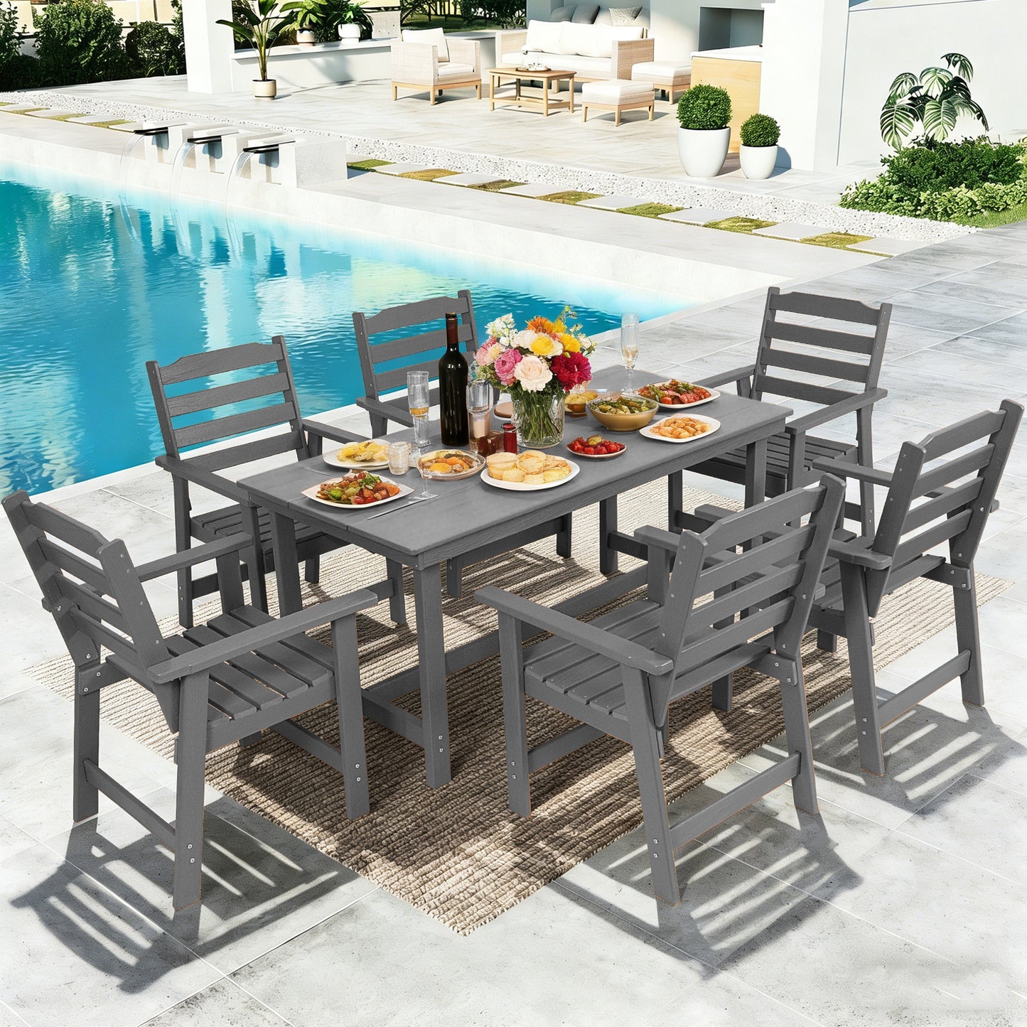 Outdoor Dining Chairs Set of 2, HDPE Patio Chairs for Outside