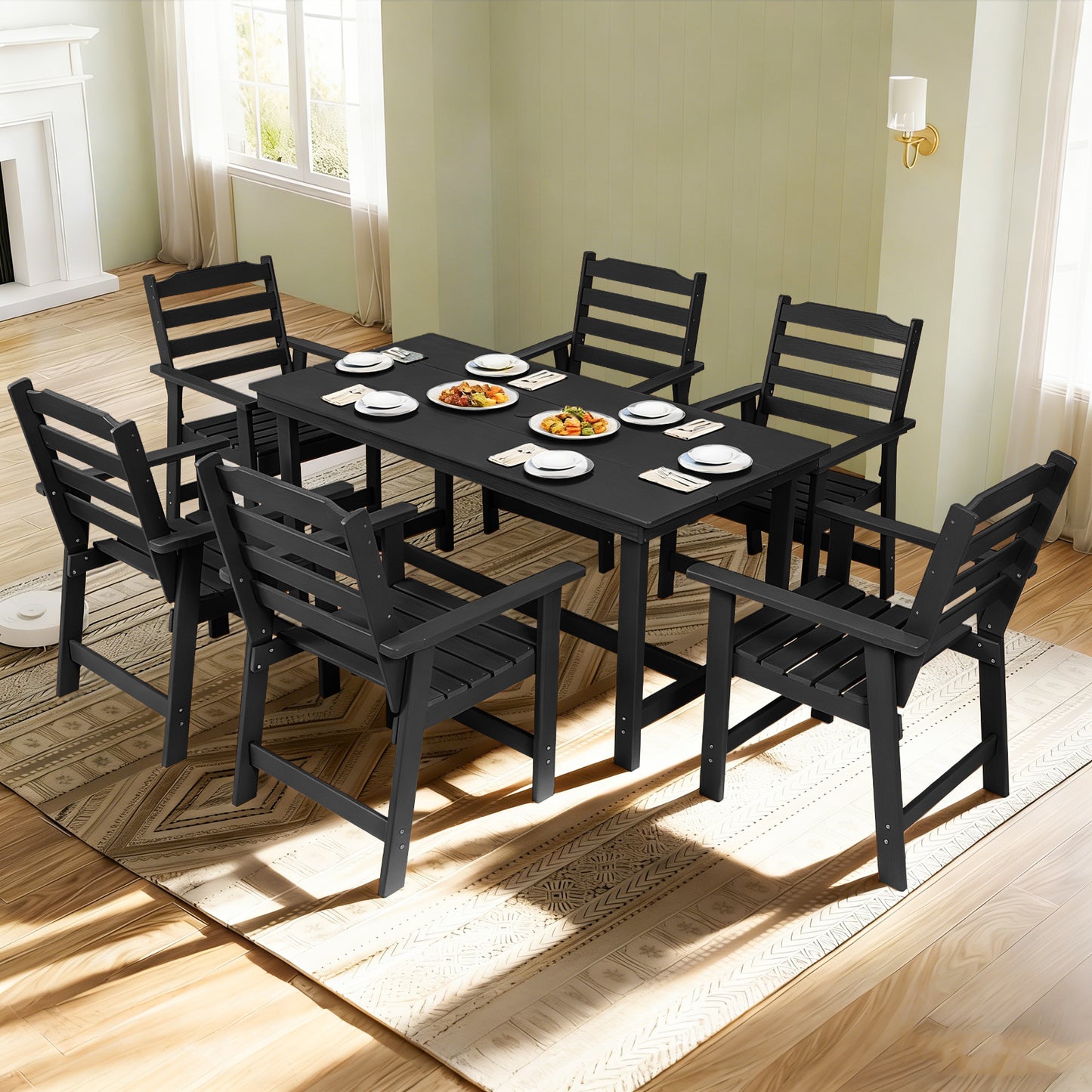 Outdoor Dining Chairs Set of 2, HDPE Patio Chairs for Outside