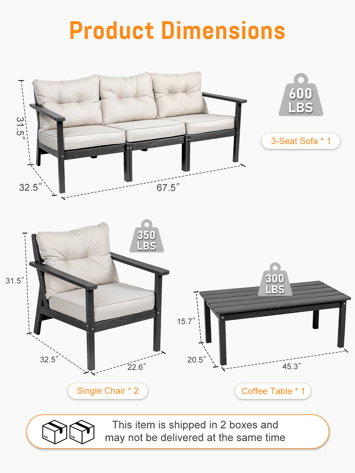 HDPE Patio Conversation Set 8 Seats, Outdoor Furniture Set, Patio Sofa Set