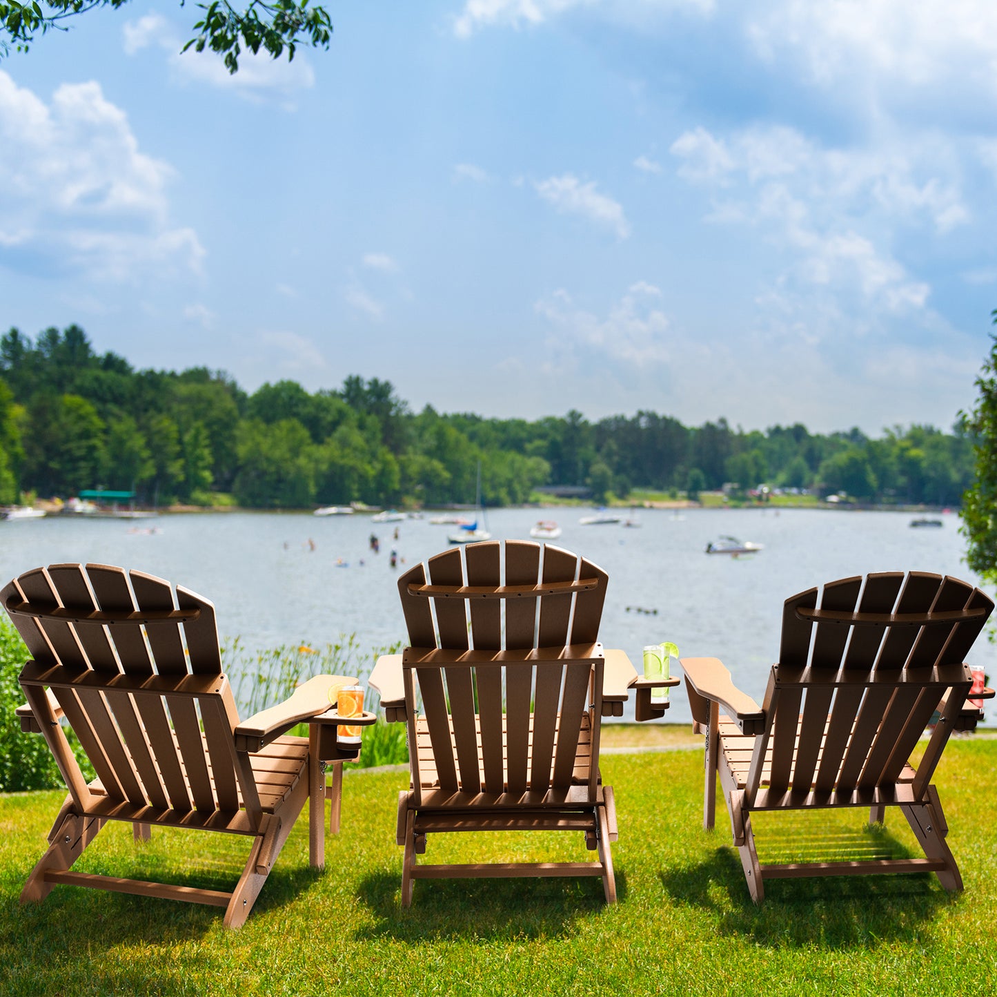 Adjustable Folding Adirondack Chair with Ottoman, All Weather Fire Pit Chairs