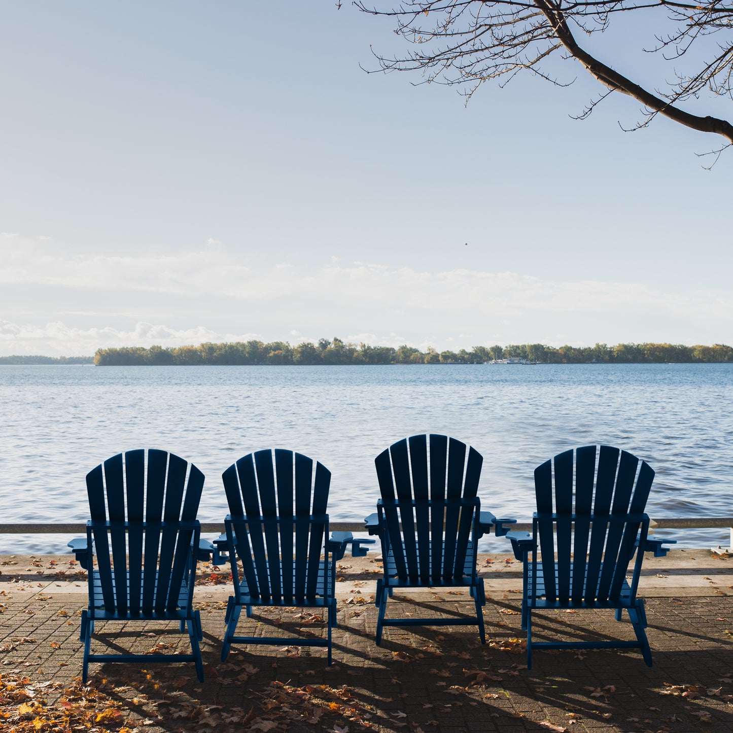 FUNBERRY Folding Adirondack Chair, Fire Pit Chairs Weather Resistant with Cup Holder, Navy Blue