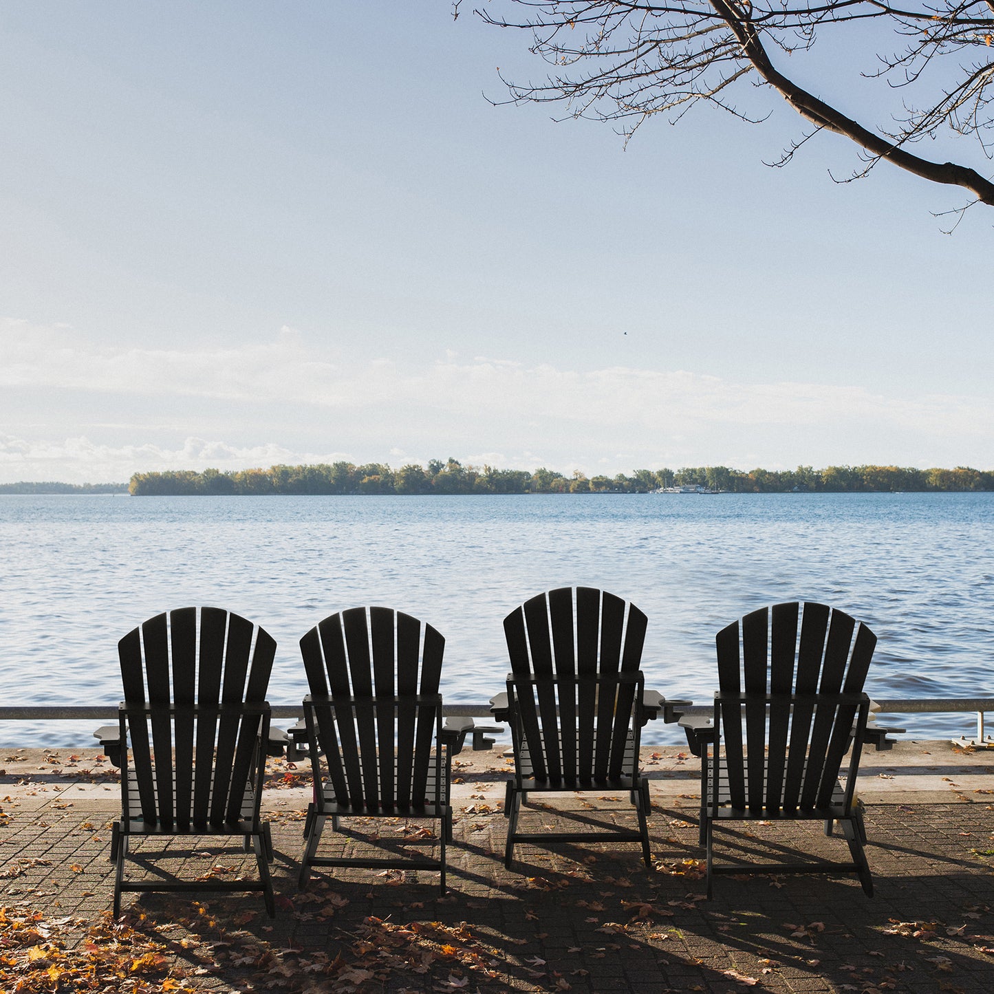 FUNBERRY Folding Adirondack Chair, Fire Pit Chairs Weather Resistant with Cup Holder, Black